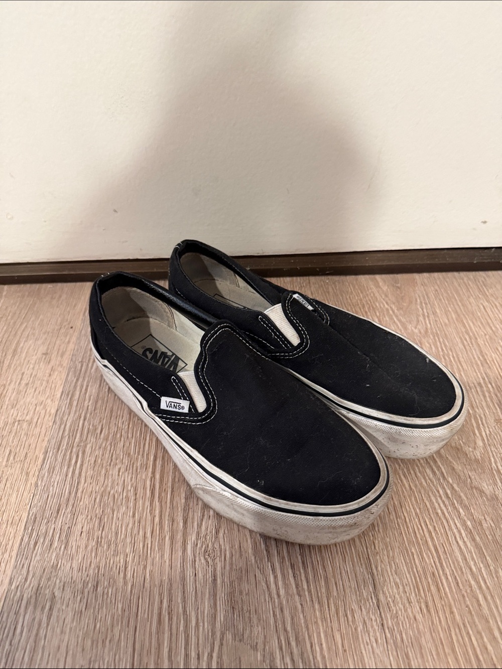 Vans Classic Slip-On Loafers in Black and White